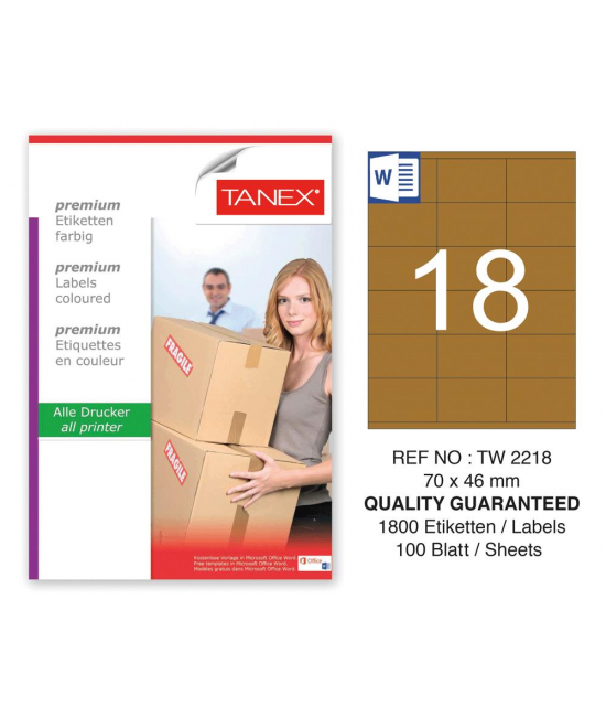 Tanex TW-2218 70x46 mm Kraft Etiket 100 Lü Paket
