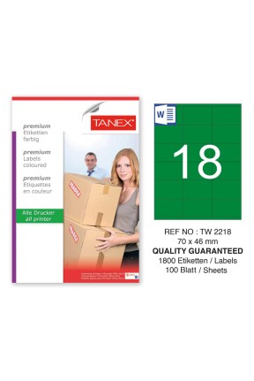 Tanex TW-2218 70x46mm Yeşil Pastel Laser Etiket 100 Lü 