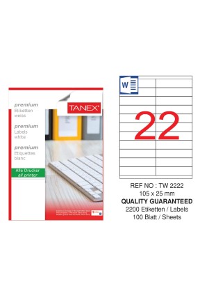 Tanex TW-2222 105x25mm Laser Etiket 100 Lü 