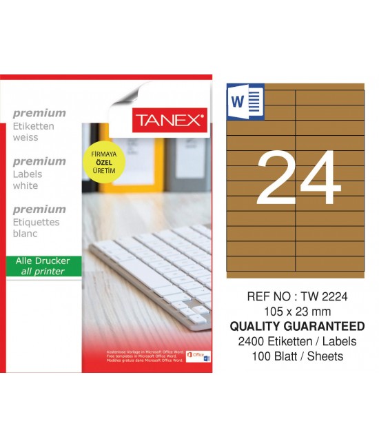Tanex TW-2224 105x23 mm Kraft Etiket 100 Lü Paket