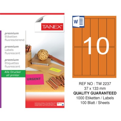 Tanex Tw-2237 37x133 mm Flo Turuncu Laser Etiket