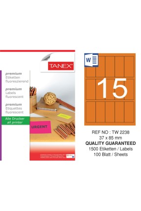 Tanex Tw-2238 37x85 mm Flo Turuncu Laser Etiket