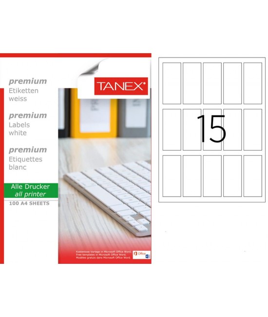 Tanex TW-2238 37x85mm Laser Label 100 Pcs