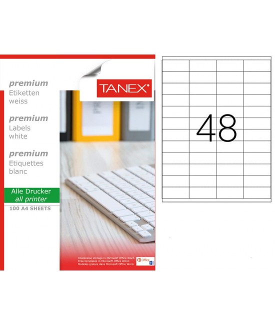 Tanex TW-2248 52,5x23 mm Sökülebilir Etiket 100 Lü