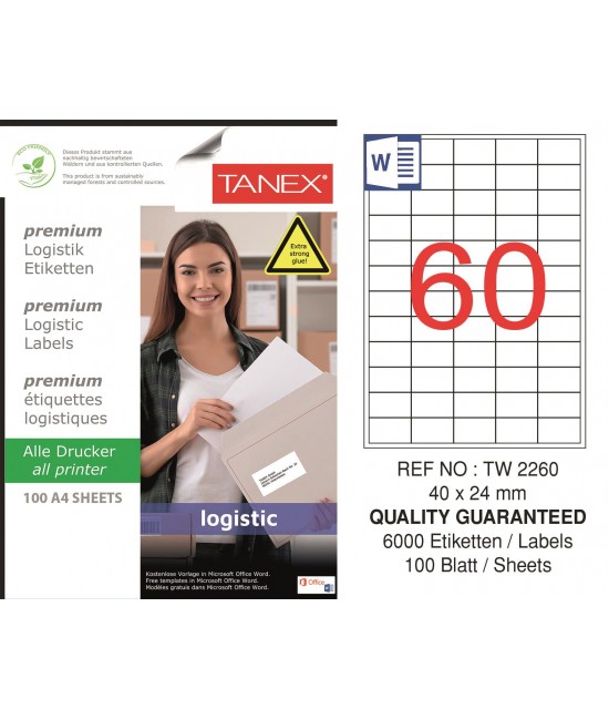 Tanex Tw-2260 Shipping and Logistics Label 40x24mm