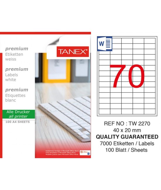 Tanex TW-2270 Laser Label Pack of 100