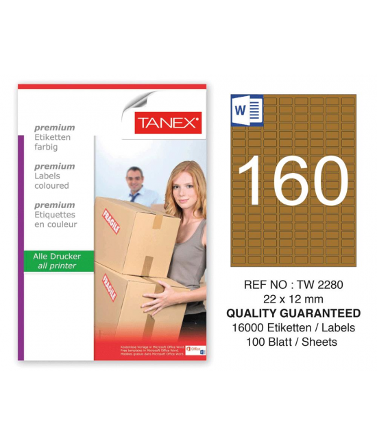Tanex TW-2280 22x12 mm Kraft Etiket 100 Lü Paket