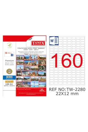 Tanex Tw-2280 22x12mm Laboratuvar Etiketi Tanex Tw-2280 22x12mm Laboratuvar Etiketi