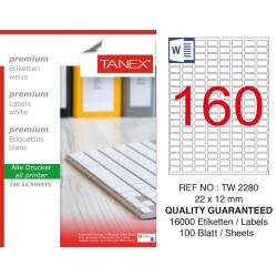 Tanex TW-2280 Laser Etiket  22 x 12 mm 