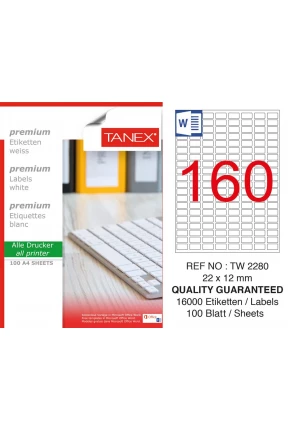 Tanex TW-2280 Laser Etiket  22 x 12 mm