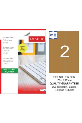 Tanex TW-2297 105x297 mm Kraft Etiket 100 Lü Paket