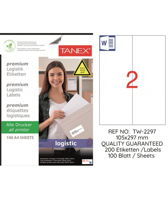 Tanex Tw-2297 Shipping and Logistics Label 105x297mm