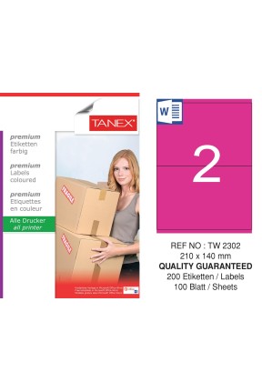 Tanex TW-2302 210x140mm Pembe Pastel Laser Etiket 100 Lü 