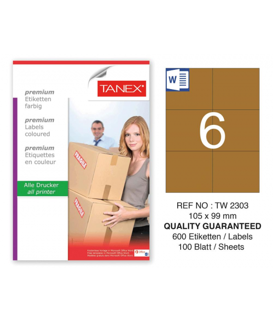 Tanex TW-2303 105x99 mm Kraft Etiket 100 Lü Paket