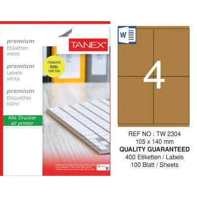 Tanex TW-2304 105x140 mm Kraft Etiket 100 Lü Paket