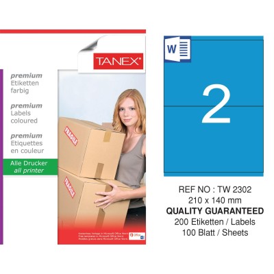 Tanex TW-2304 105x140mm Mavi Pastel Laser Etiket 100 Lü Tanex TW-2304 105x140mm Mavi Pastel Laser Etiket 100 Lü