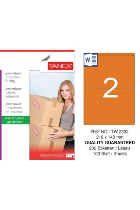 Tanex TW-2304 105x140mm Turuncu Pastel Laser Etiket 100 Lü 