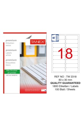 Tanex TW-2318 Laser Etiket 100 Lü Paket