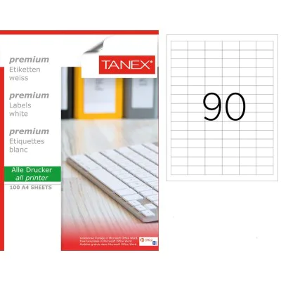 Tanex TW-2319 33x19mm Beyaz Lazer Etiket 100 Lü Paket