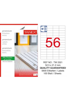 Tanex Tw-2321 Laser Etiket 52,5 x 21,2 mm