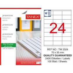 Tanex TW-2324 Yazıcı Etiketi 70x35 mm 2400 Adet 