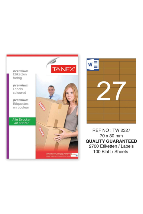 Tanex TW-2327 70x30 mm Kraft Etiket 100 Lü Paket