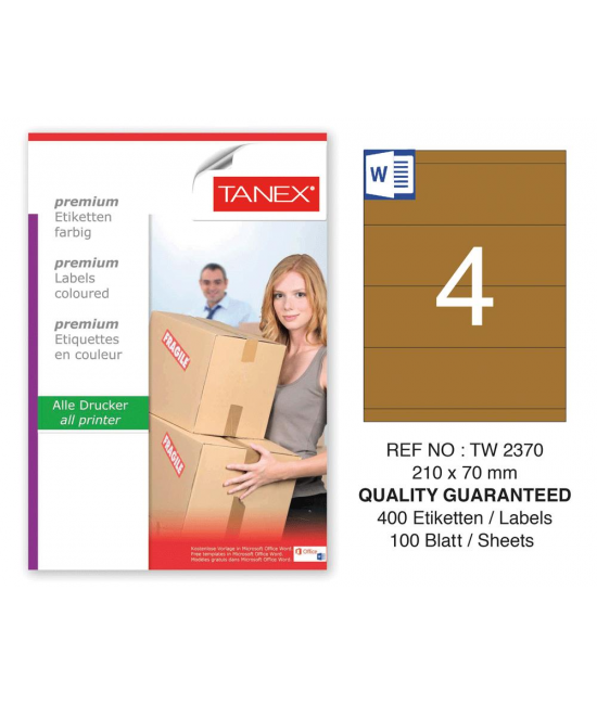 Tanex TW-2370 210x70 mm Kraft Etiket 100 Lü Paket