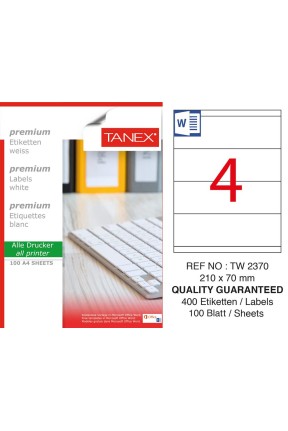 Tanex TW-2370 Laser Etiket 100 Lü Paket