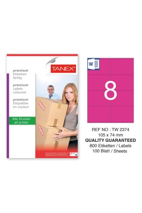 Tanex TW-2374 105x74.25mm Pembe Pastel Laser Etiket 100 Lü 