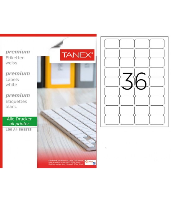 Tanex TW-2453 45x30mm Laser Label 100 Pcs