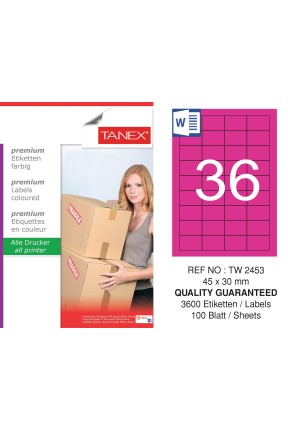 Tanex TW-2453 45x30mm Pembe Pastel Laser Etiket 100 Lü Tanex TW-2453 45x30mm Pembe Pastel Laser Etiket 100 Lü