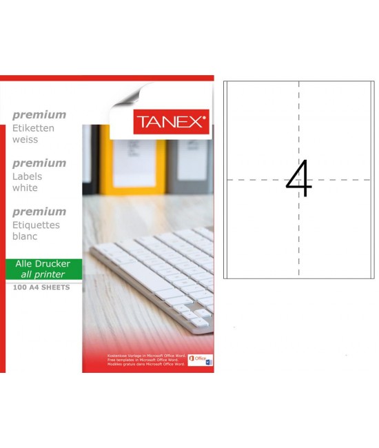 Tanex TW-2504 98x148.5mm Lazer Etiket 100 Lü