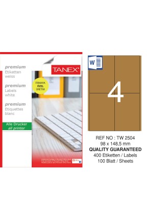 Tanex TW-2504 98x149 mm Kraft Etiket 100 Lü Paket Tanex TW-2504 98x149 mm Kraft Etiket 100 Lü Paket