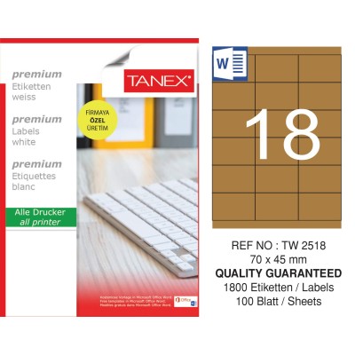 Tanex TW-2518 70x45 mm Kraft Etiket 100 Lü Paket Tanex TW-2518 70x45 mm Kraft Etiket 100 Lü Paket