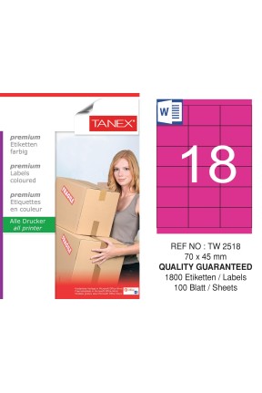Tanex TW-2518 70x45mm Pembe Pastel Laser Etiket 100 Lü Tanex TW-2518 70x45mm Pembe Pastel Laser Etiket 100 Lü