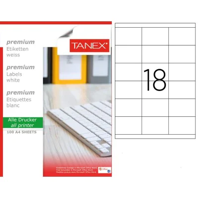 Tanex TW-2518 Laser Etiket 70x45mm