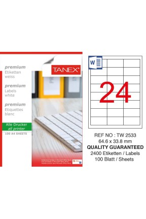Tanex TW-2533 Laser Etiket 100 Lü Paket