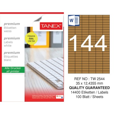 Tanex TW-2544 35x12,4355 mm Kraft Etiket 100 Lü Paket Tanex TW-2544 35x12,4355 mm Kraft Etiket 100 Lü Paket