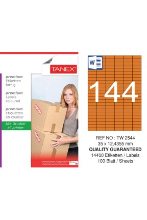 Tanex TW-2544 35x12,4355mm Turuncu Pastel Laser Etiket 100 Lü Tanex TW-2544 35x12,4355mm Turuncu Pastel Laser Etiket 100 Lü