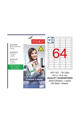 Tanex TW-2546 100x46mm Kuşe Lazer Etiket 100 Lü Paket
