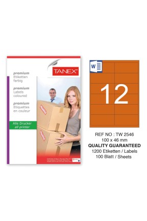 Tanex TW-2546 100x46mm Turuncu Pastel Laser Etiket 100 Lü Tanex TW-2546 100x46mm Turuncu Pastel Laser Etiket 100 Lü