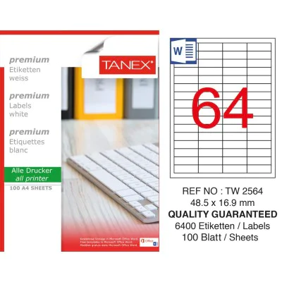 Tanex TW-2564 Laser Etiket 48,5 x 16,9 mm