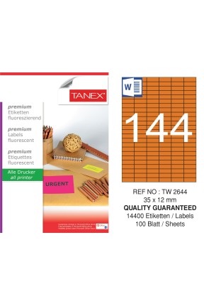 Tanex Tw-2644 35x12 mm Flo Turuncu Laser Etiket