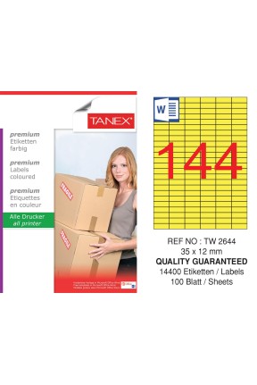 Tanex TW-2644 35x12mm Sarı Pastel Laser Etiket 100 Lü Paket Tanex TW-2644 35x12mm Sarı Pastel Laser Etiket 100 Lü Paket