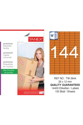 Tanex TW-2644 35x12mm Turuncu Pastel Laser Etiket 100 Lü Tanex TW-2644 35x12mm Turuncu Pastel Laser Etiket 100 Lü