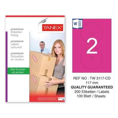 Tanex TW-3117 117mm Pembe Pastel Laser Etiket 100 Lü Tanex TW-3117 117mm Pembe Pastel Laser Etiket 100 Lü
