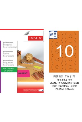Tanex Tw-3177 78x54,5 mm Flo Turuncu Laser Etiket