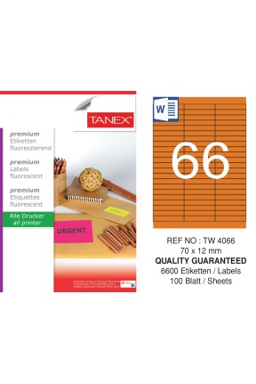 Tanex Tw-4066 70x12 mm Flo Turuncu Laser Etiket
