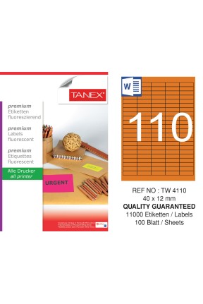 Tanex Tw-4110 40x12 mm Flo Turuncu Laser Etiket