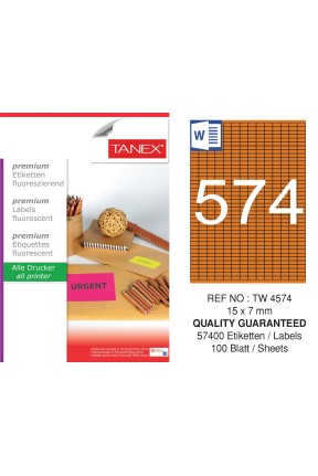 Tanex Tw-4574 15x7 mm Flo Turuncu Laser Etiket
